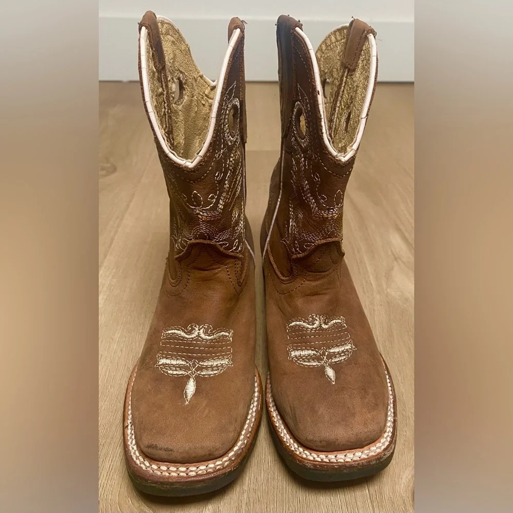 D’Leon Kids Brown‎ Square Toe Cowboy Western Boots Boy’s 3